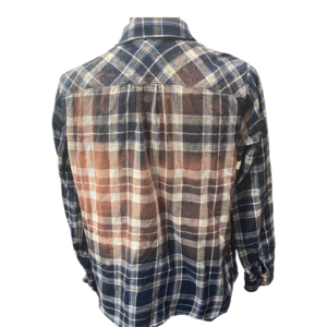 Size Large Navy, Yellow & Brown Bleach Flannel