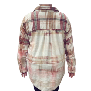 Size X-Large Tan, Red & Green Bleach Flannel